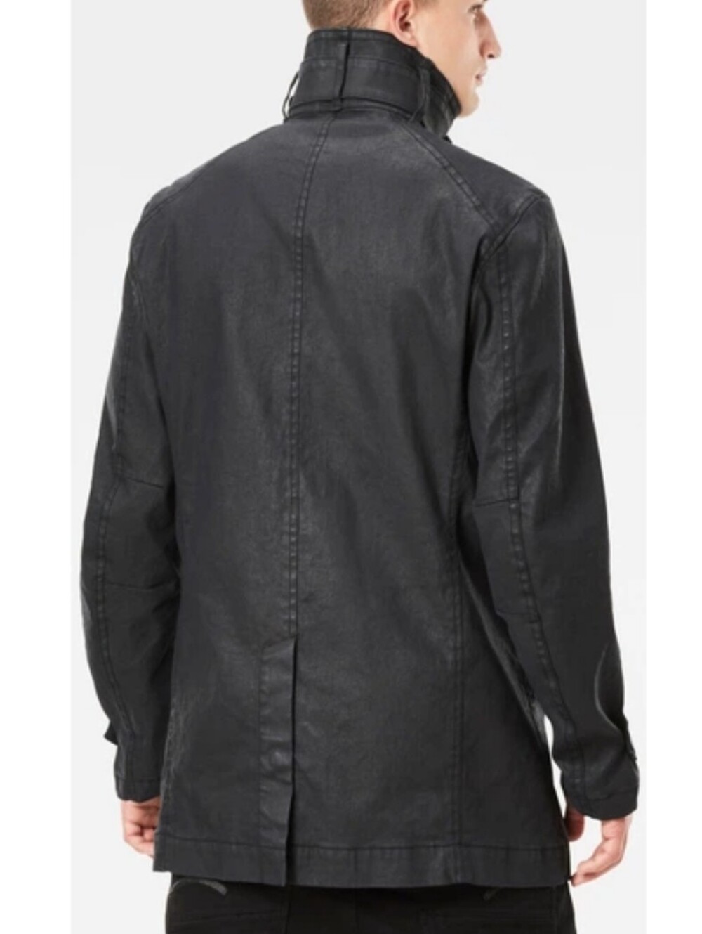 G-Star Raw Garber Men's Black Denim Coated Trench Coat with High Collar M - Picture 3 of 10
